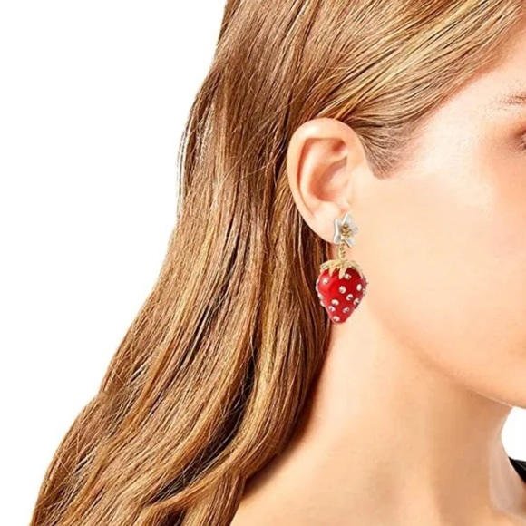 Betsey Johnson Strawberry Drop Earrings - Picture 2 of 3